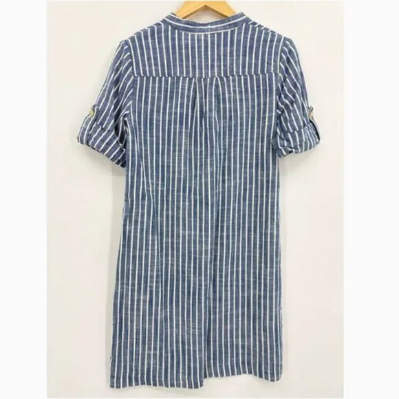 Anne Klein Blue w/White Stripe 1/4 Zip Shift Dress - Picture 3 of 4